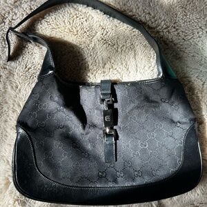 AS IS Gucci Tom Ford Jackie Black Monogram Shoulder Bag